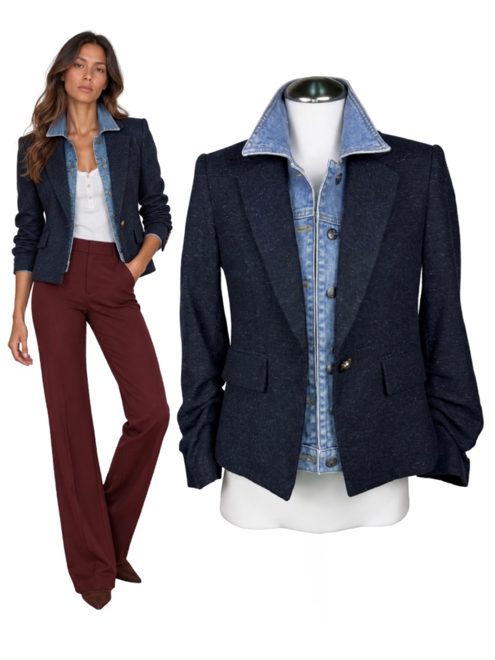 $648 Veronica Beard Aaliyah Dickey Jacket Blue Black Size 2 NWOT
